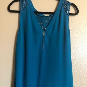 Dark teal tank with lace detail